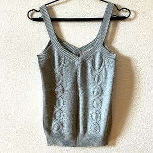 Cotton Cable Knit Cami in Grey, Size Medium